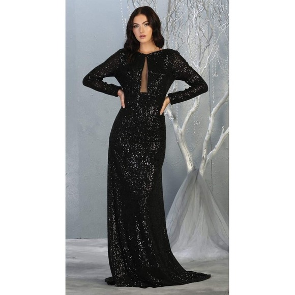 Royal Queen 7795 Black Sequined Formal Dress *Handmade Shawl* 16